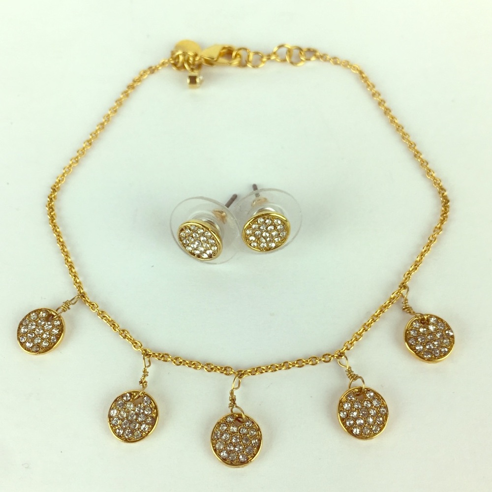Ann Taylor Metallic Pave Disc Earrings / bracelet